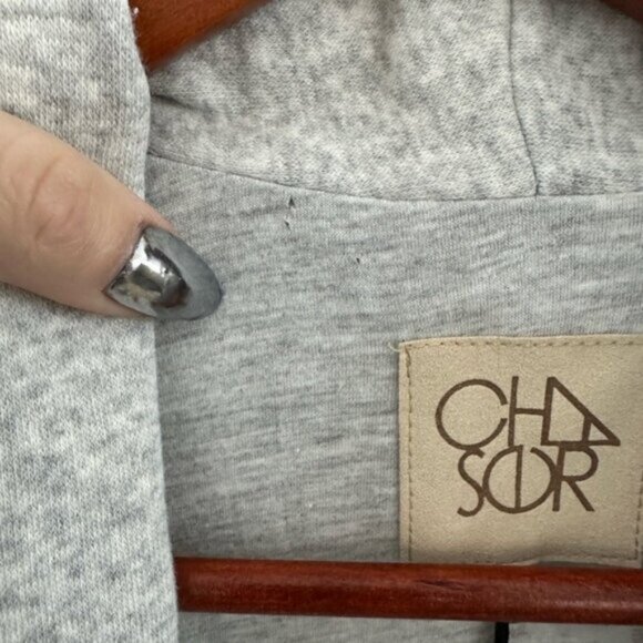 Chaser Heather Grey Puff Sleeve Open Sweatshirt  Blazer XS Cotton BNWT Jacket - Picture 5 of 7